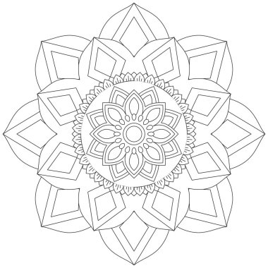 Mandala Vektörü Yaprak Renklendirme Sanatı Basit Grafik Çiçek Doğulu Klasik Resim İslami Hint Mistik Dini Ahlakı Nilüfer Yazdırma Kumaşı Tekstil Sembolü Tekstil Sembolü 