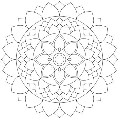 Mandala Vektörü Yaprak Renklendirme Sanatı Basit Grafik Çiçek Doğulu Klasik Resim İslami Hint Mistik Dini Ahlakı Nilüfer Yazdırma Kumaşı Tekstil Sembolü Tekstil Sembolü 