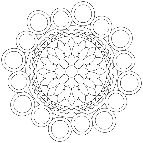 Mandala Vector Leaf Flower Coloring Art Simple Graphic Floral Oriental — Image vectorielle