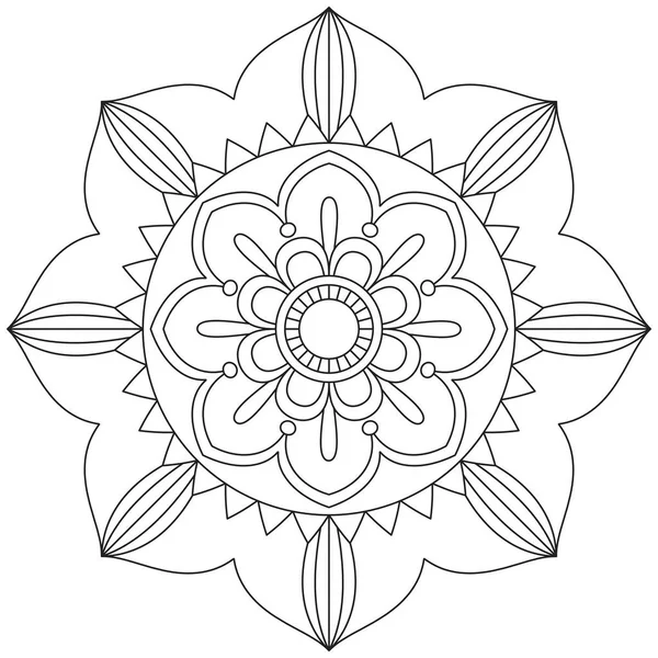 Mandala Vector Hoja Flor Colorear Arte Gráfico Simple Floral Oriental — Archivo Imágenes Vectoriales