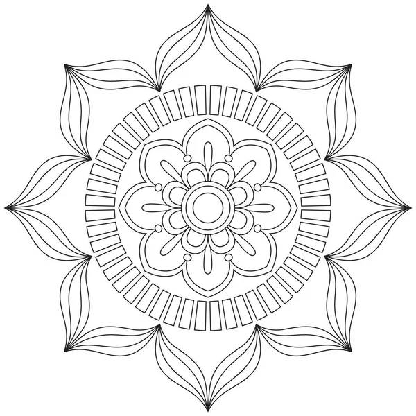 Mandala Vector Folha Flor Coloração Arte Simples Gráfico Floral Oriental —  Vetores de Stock