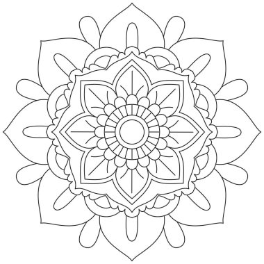 Mandala Vektörü Yaprak Renklendirme Sanatı Basit Grafik Çiçek Doğulu Klasik Resim İslami Hint Mistik Dini Ahlakı Nilüfer Yazdırma Kumaşı Tekstil Sembolü Tekstil Sembolü 