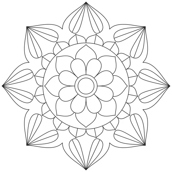 Mandala Vector Hoja Flor Colorear Arte Gráfico Simple Floral Oriental — Archivo Imágenes Vectoriales