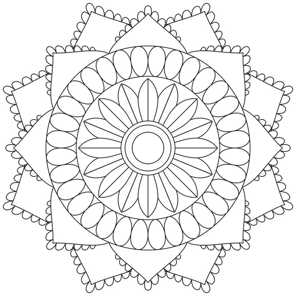 Mandala Vector Leaf Flower Coloring Art Simple Graphic Floral Oriental — Vettoriale Stock