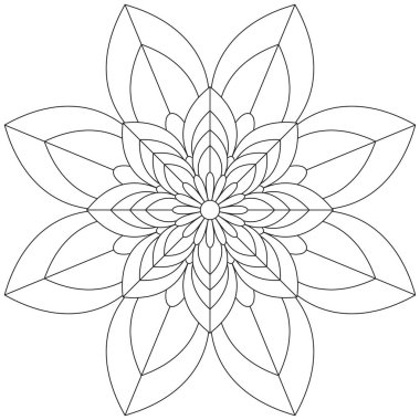 Mandala Vektörü Yaprak Renklendirme Sanatı Basit Grafik Çiçek Doğulu Klasik Resim İslami Hint Mistik Dini Ahlakı Nilüfer Yazdırma Kumaşı Tekstil Sembolü Tekstil Sembolü