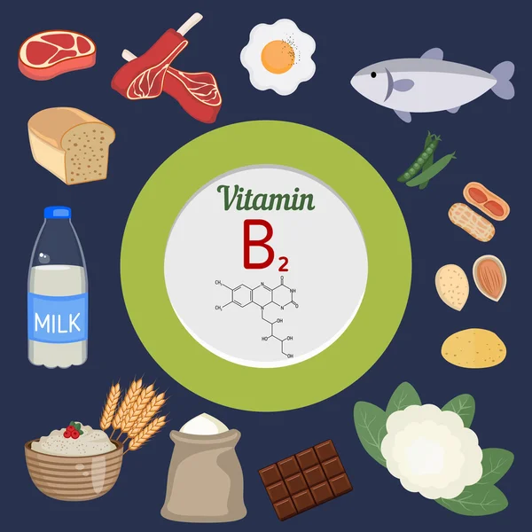 Vitaminu B2 nebo Riboflavin infografika — Stockový vektor