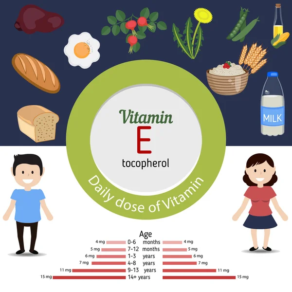 E vitamini Infographic — Stok Vektör