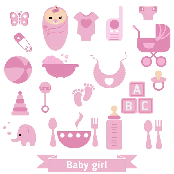 Newborn baby icons set — Stock Vector