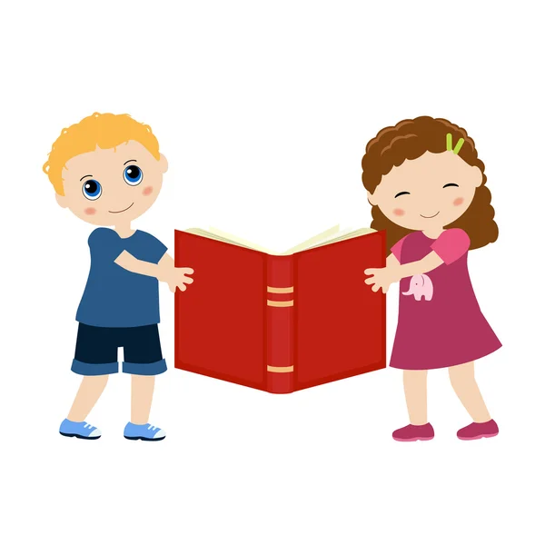Děti držící knihu — Stockový vektor