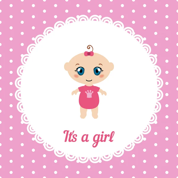 Cartão bonito bebê menina — Vetor de Stock