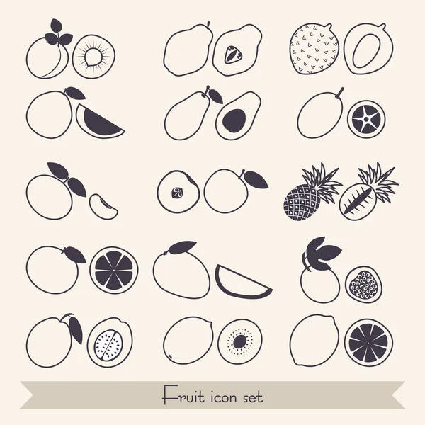 Conjunto de ícones de frutas — Vetor de Stock