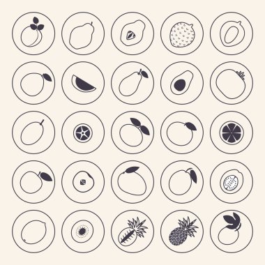 Meyve simgeleri kümesi