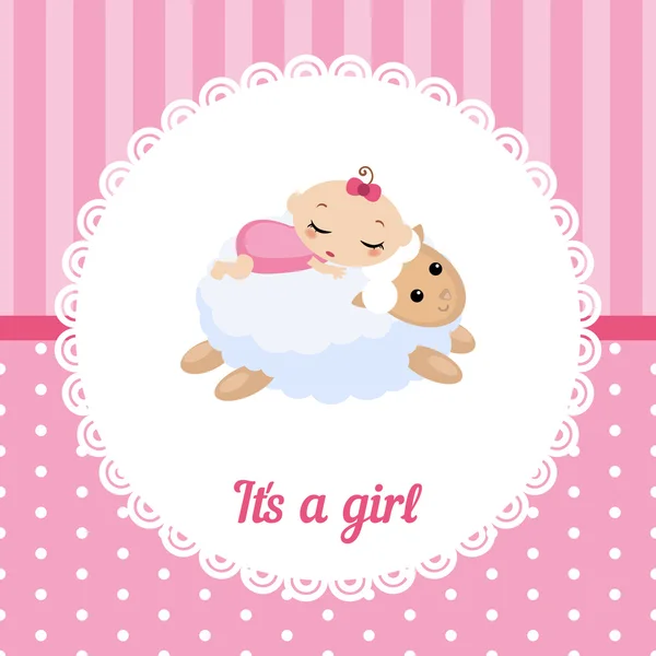 Carte bébé fille mignonne — Image vectorielle