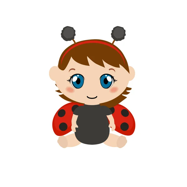 Baby dressed as ladybug. — Stock Vector