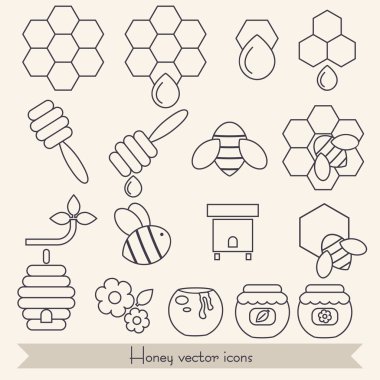 Satırları Icon set - bal ve arı.
