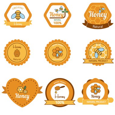 Bal ve arı rozetleri ve Etiketler vektör