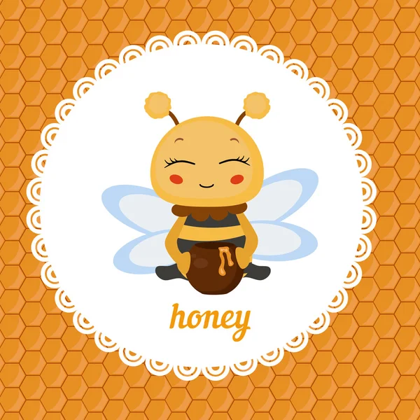 Tarjeta de felicitación con miel de abeja . — Vector de stock