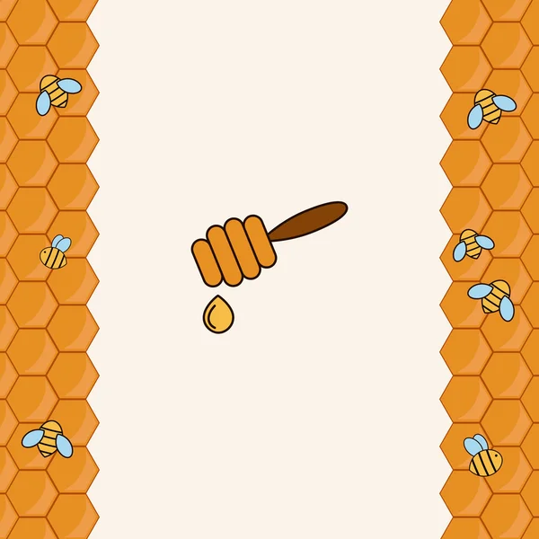 Fondo con abejas en el panal . — Vector de stock