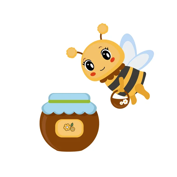 벌 꿀 냄비와 — 스톡 벡터