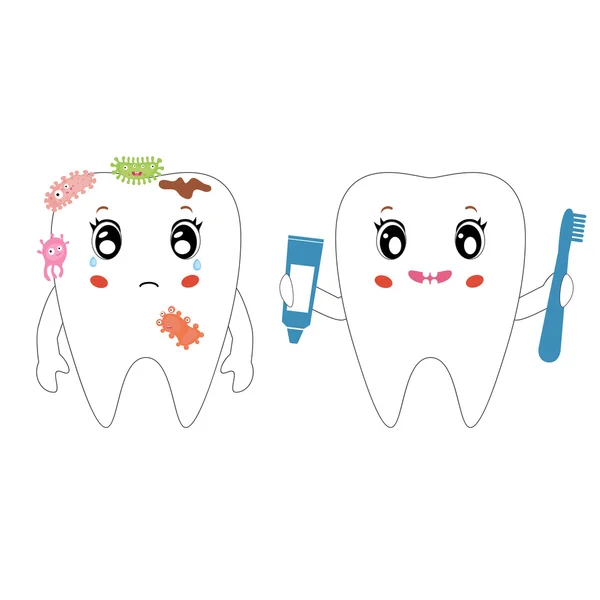 Ilustracja do czyszczenia zębów — Wektor stockowy