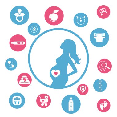 Hamilelik ve bebek Icons set.