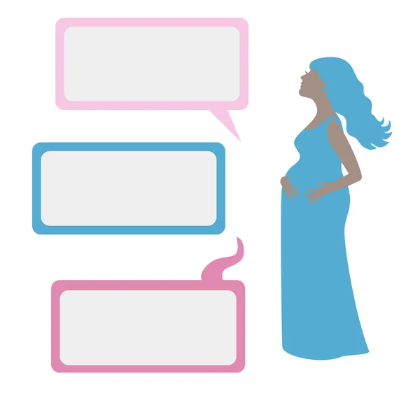 Femme enceinte avec boîtes de dialogue — Image vectorielle