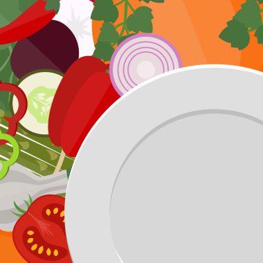 Boş tabak sebze ile.