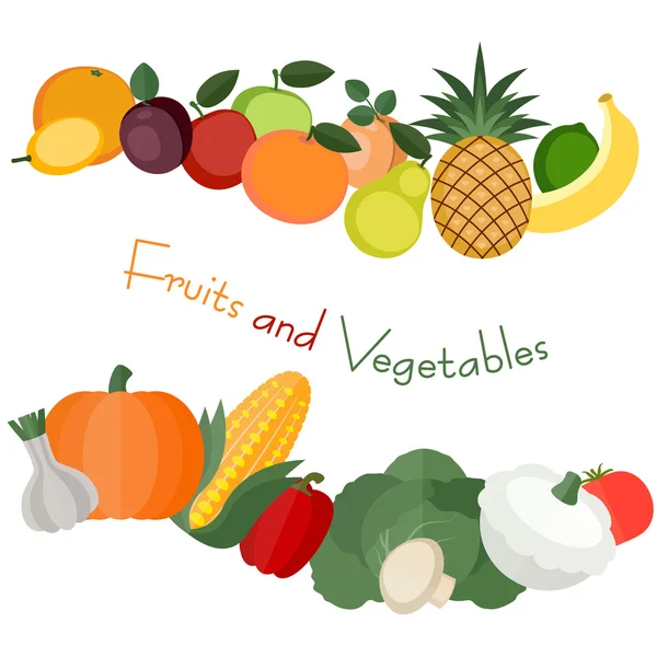 Various fruit and vegetables — Stock Vector