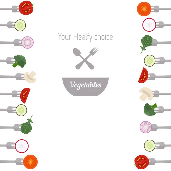 포크에 야채 조각 — 스톡 벡터