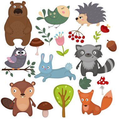 Orman hayvanları kümesi.