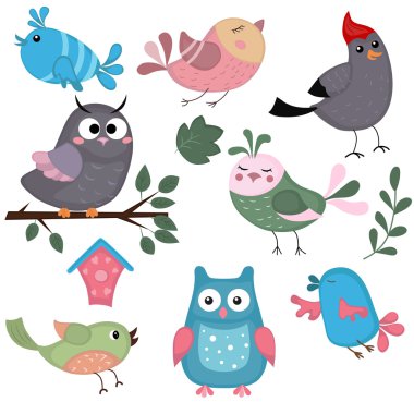 Sevimli vektör kuşlar