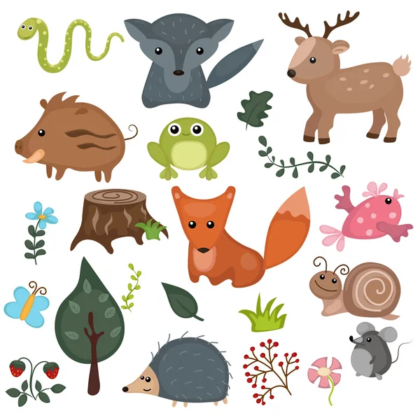 Set di animali della foresta . — Vettoriale Stock