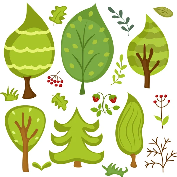 Ensemble d'éléments forestiers . — Image vectorielle