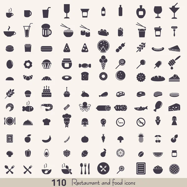 Iconos de comida y cocina — Vector de stock