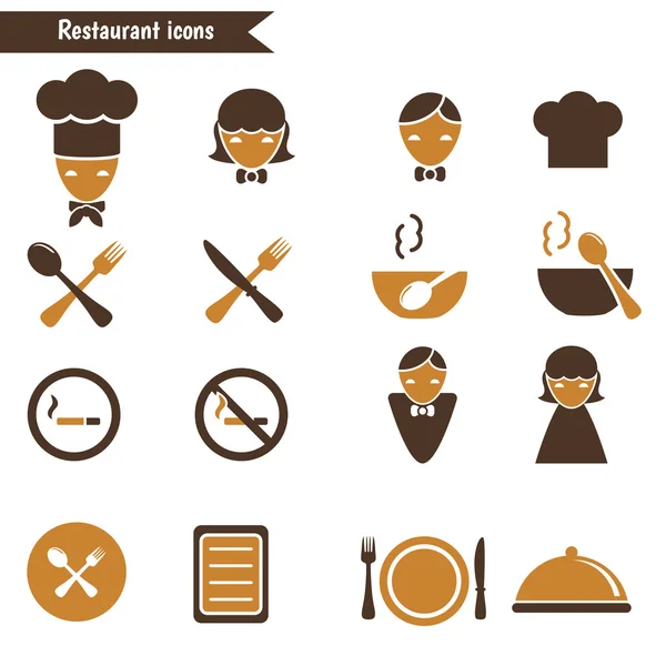 Conjunto de iconos de restaurante . — Vector de stock