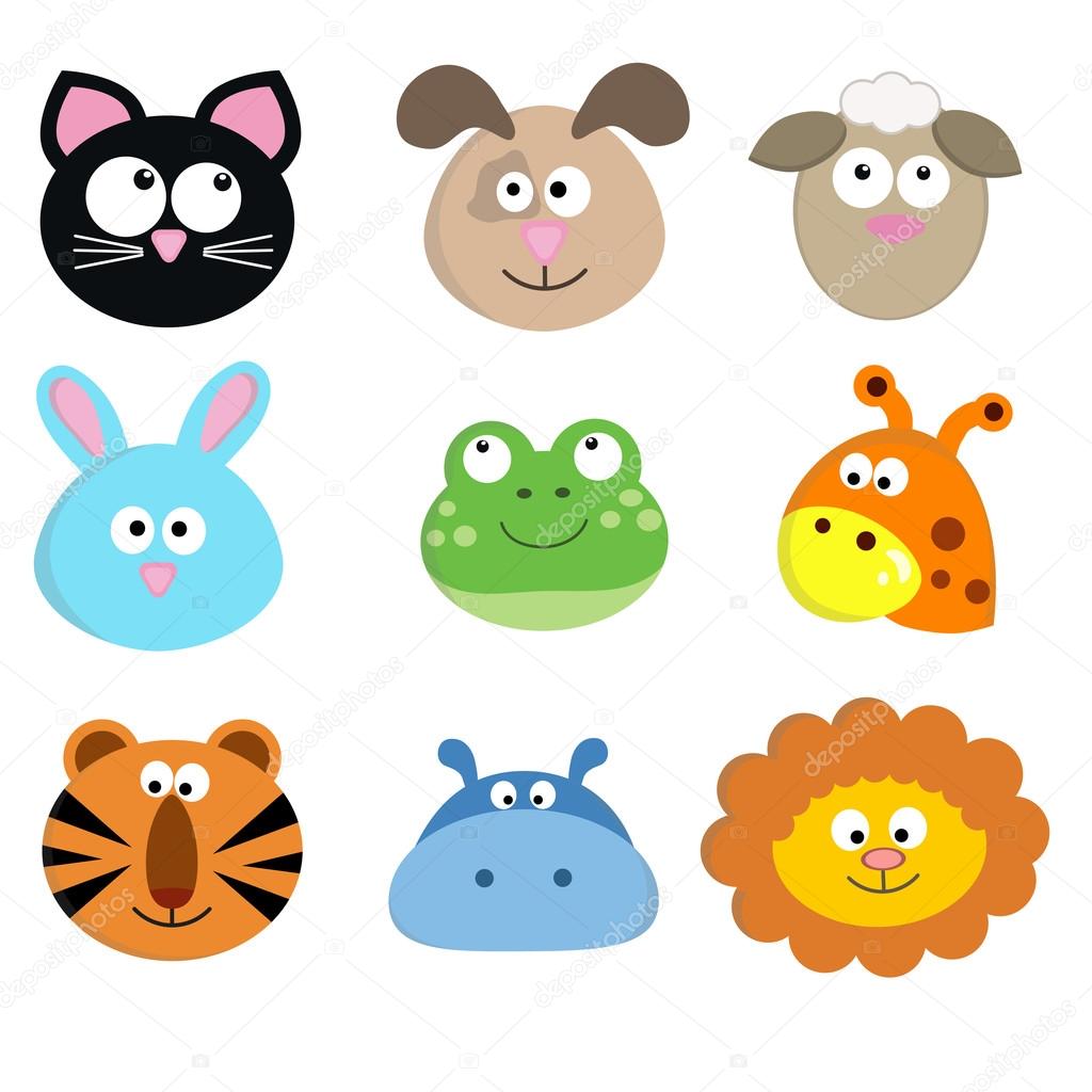 動物の顔のセット — ストックベクター © ninamunha #117687014