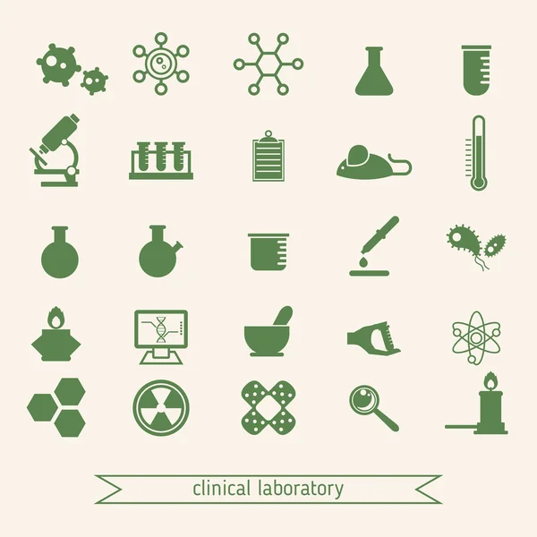 Conjunto de iconos clínicos de laboratorio — Vector de stock