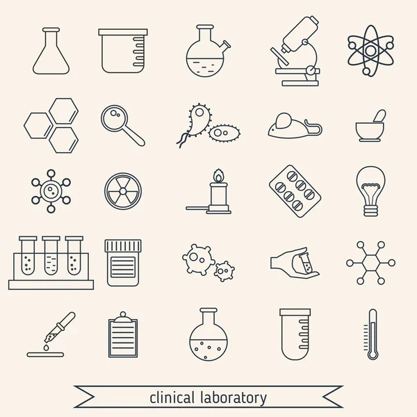 Conjunto de iconos clínicos de laboratorio — Vector de stock