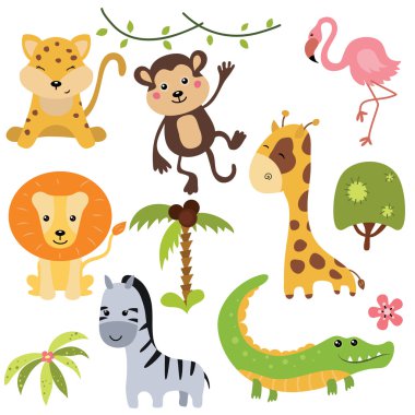 Farklı Afrika hayvanları vektör kümesi