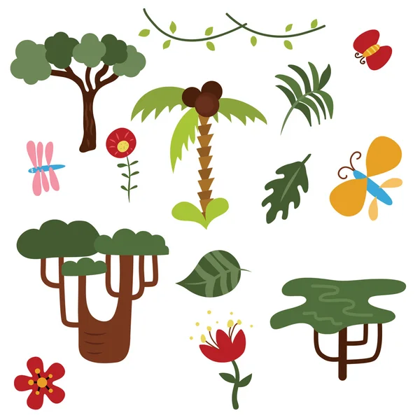 Set of vector African trees — Stock Vector