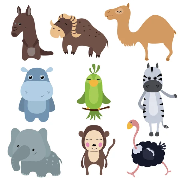 Conjunto de vectores de diferentes animales africanos — Vector de stock