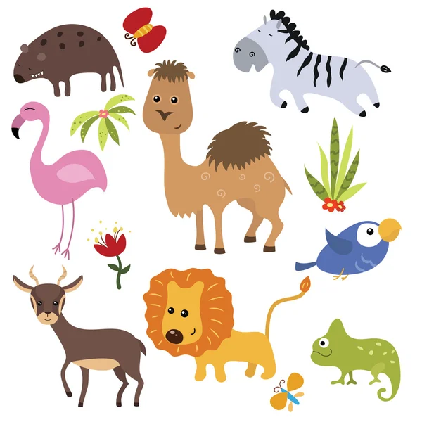 Ensemble vectoriel de différents animaux africains — Image vectorielle