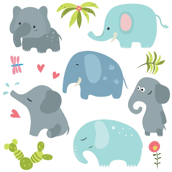 Set funny elephants — Stock Vector