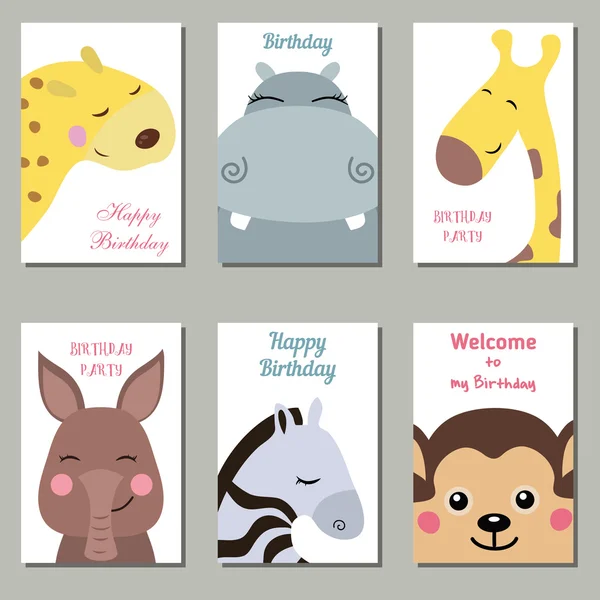 Gyűjteménye aranyos születésnapi kártyák. — Stock Vector