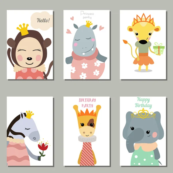 Collection de cartes d'anniversaire mignon . — Image vectorielle