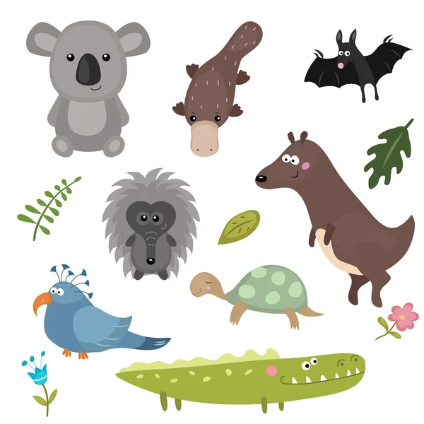 Conjunto vectorial de diferentes animales de Australia . — Archivo Imágenes Vectoriales