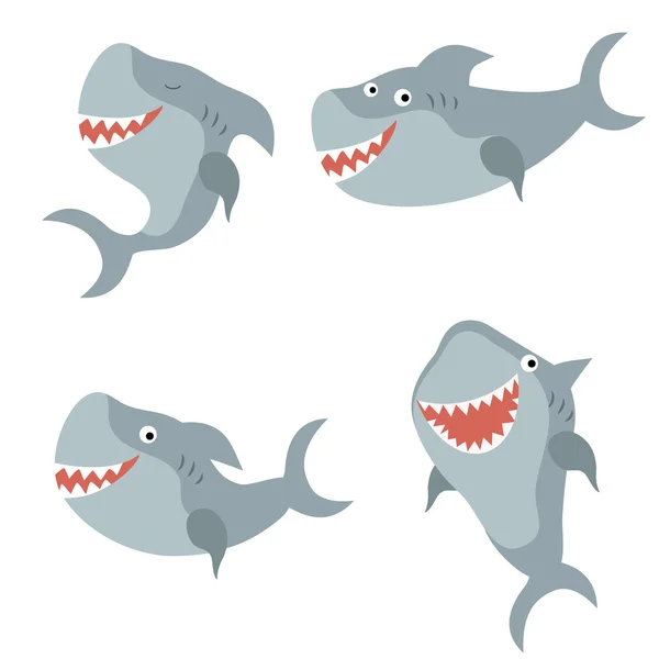 Set vicces cápák — Stock Vector