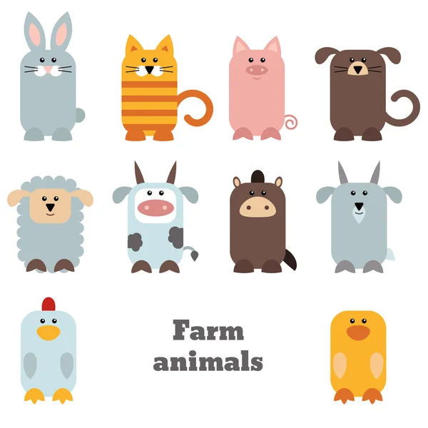 Set of cute farm animals — Stock Vector