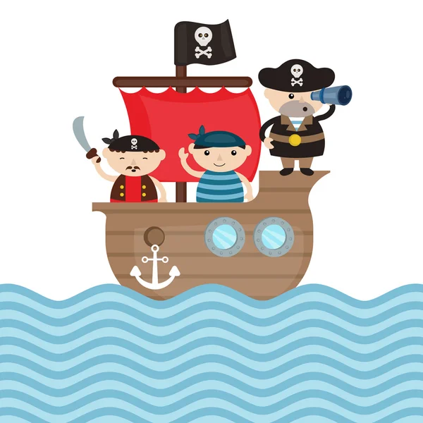 Ilustración del barco pirata — Vector de stock