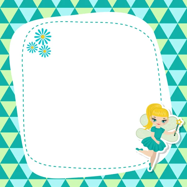 かわいい妖精とグリーティングカード ベクトル背景 — ストックベクタ